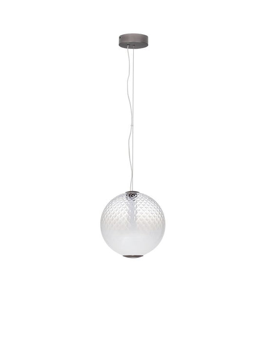 AOR Textured Opal Glass and Brushed Grey Metal Sphere Pendant - ID 14123