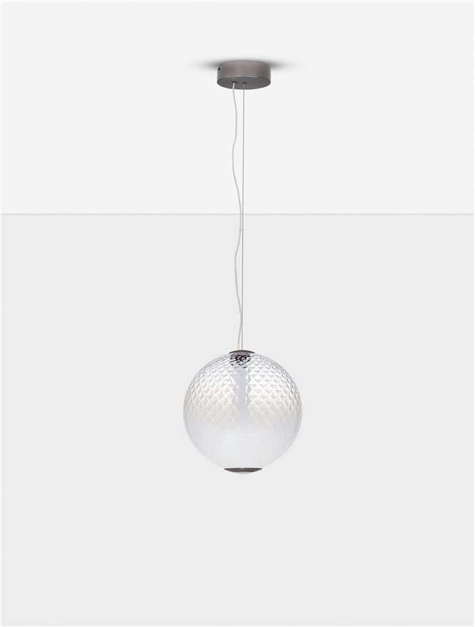 AOR Textured Opal Glass and Brushed Grey Metal Sphere Pendant - ID 14123