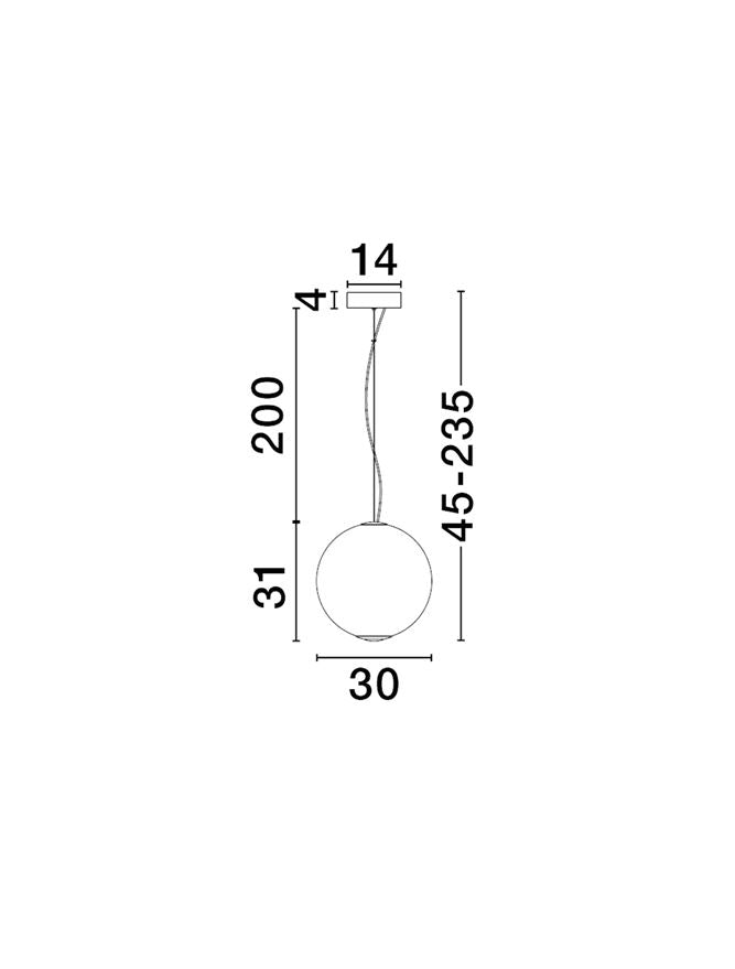 AOR Textured Opal Glass and Brushed Grey Metal Sphere Pendant - ID 14123