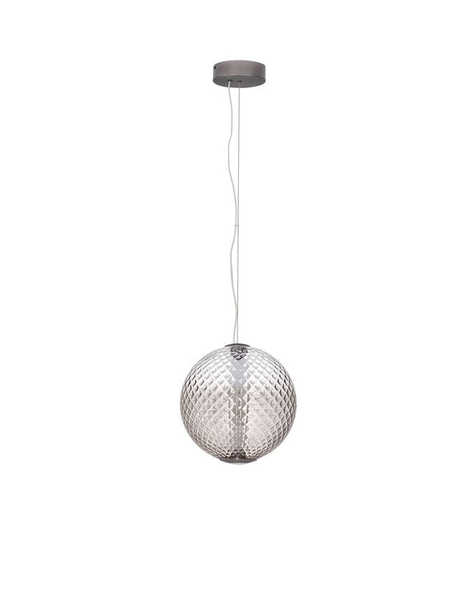AOR Textured Brown Gradient Glass and Brushed Grey Metal Sphere Pendant - ID 14124