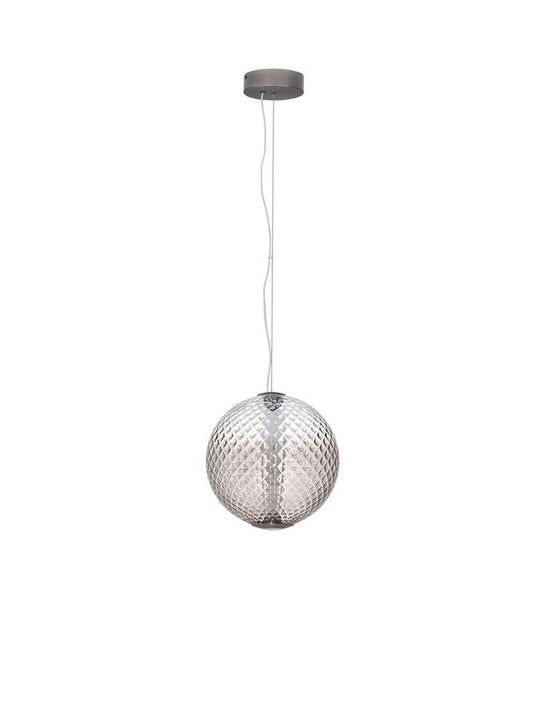 AOR Textured Brown Gradient Glass and Brushed Grey Metal Sphere Pendant - ID 14124