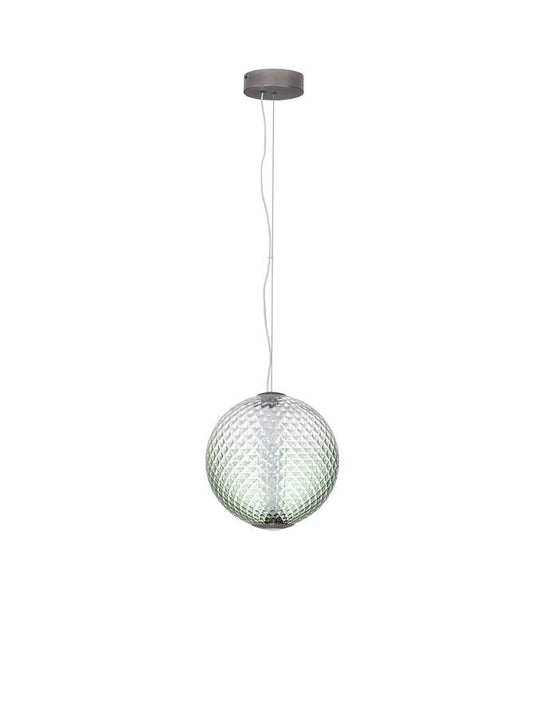 AOR Textured Green Gradient Glass and Brushed Grey Metal Sphere Pendant - ID 14125