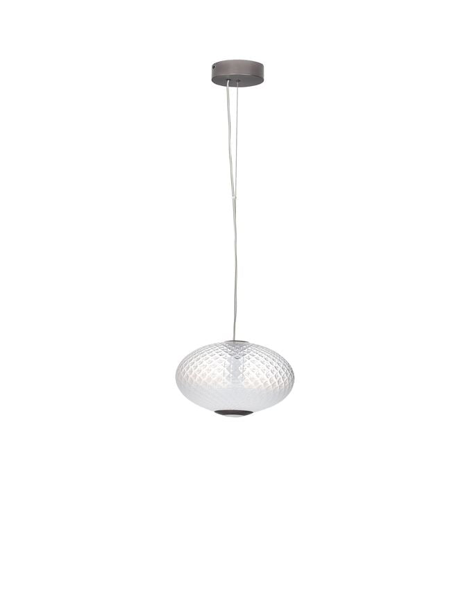 AOR Textured Opal Glass and Brushed Grey Metal Squash Pendant - ID 14120