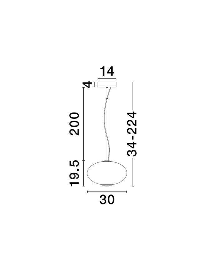 AOR Textured Opal Glass and Brushed Grey Metal Squash Pendant - ID 14120