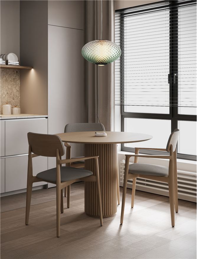 AOR Textured Green Gradient Glass and Brushed Grey Metal Squash Pendant - ID 14122