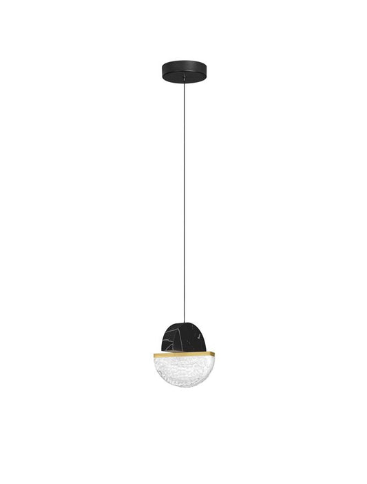 DOR Faux Black Marble & Cloud Glass Pendant - ID 14143
