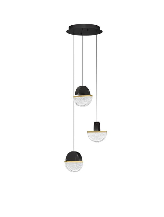 DOR Faux Black Marble & Cloud Glass 3 Light Multi Pendant - ID 14147