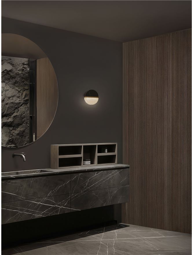 DOR Faux Black Marble & Cloud Glass Wall Light - ID 14157