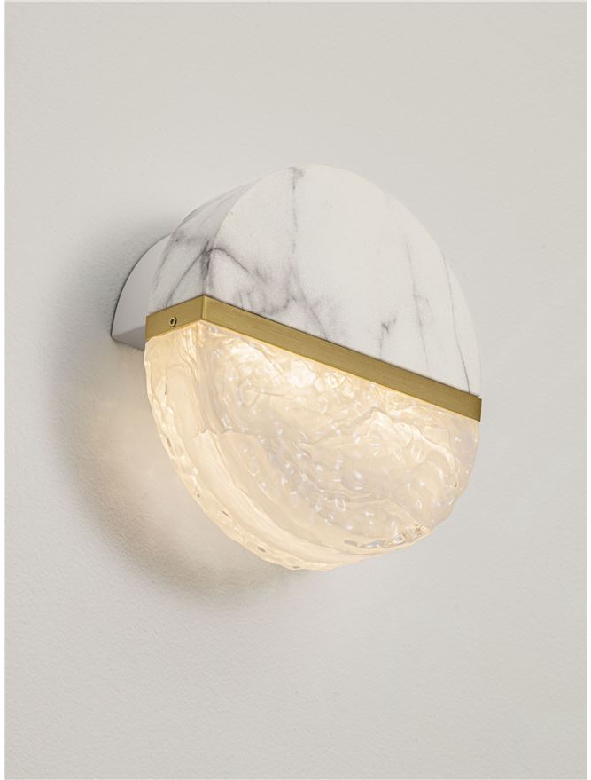 DOR Faux White Marble & Cloud Glass Wall Light - ID 14158