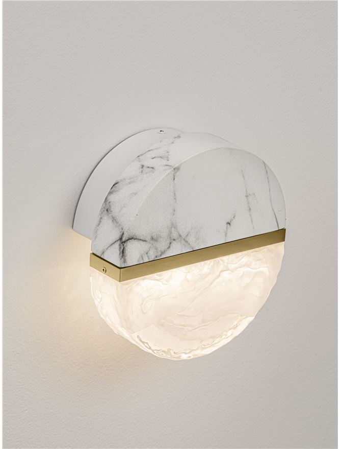 DOR Faux White Marble & Cloud Glass Wall Light - ID 14158