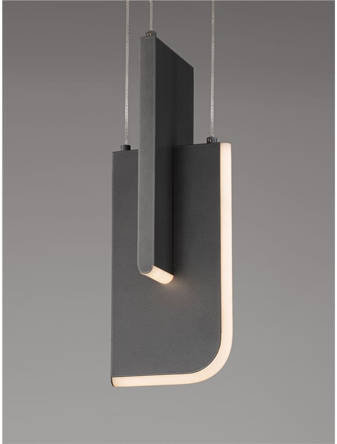 TOT Small Silver Grey Metal & Acrylic LED Lit Edge Pendant - ID 14474