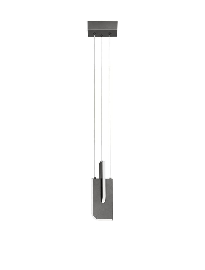 TOT Small Silver Grey Metal & Acrylic LED Lit Edge Pendant - ID 14474