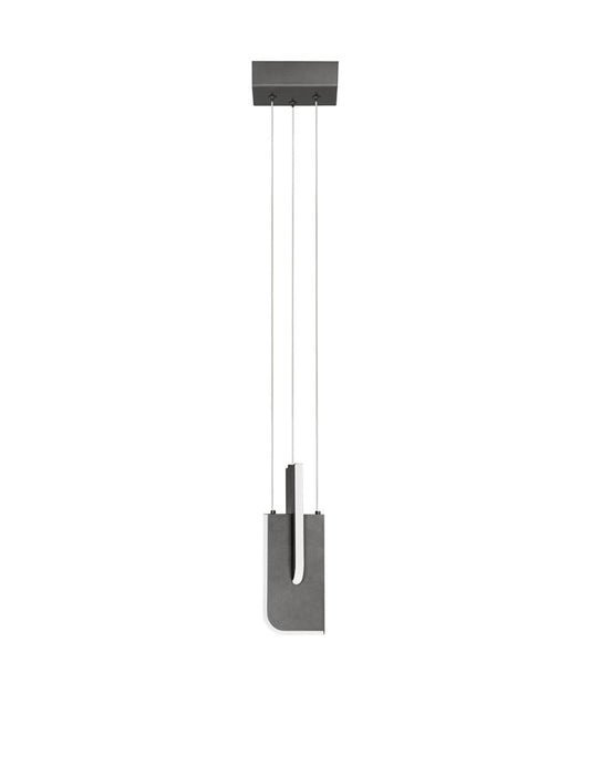 TOT Small Silver Grey Metal & Acrylic LED Lit Edge Pendant - ID 14474