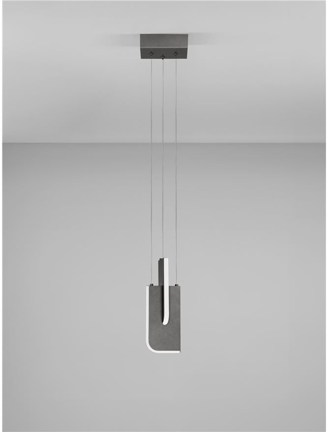 TOT Small Silver Grey Metal & Acrylic LED Lit Edge Pendant - ID 14474