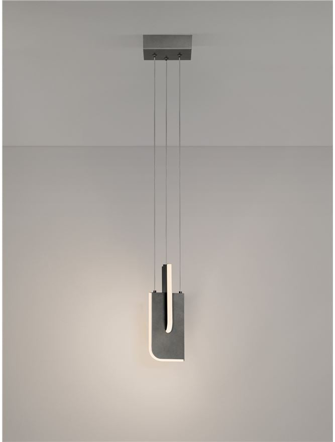 TOT Small Silver Grey Metal & Acrylic LED Lit Edge Pendant - ID 14474