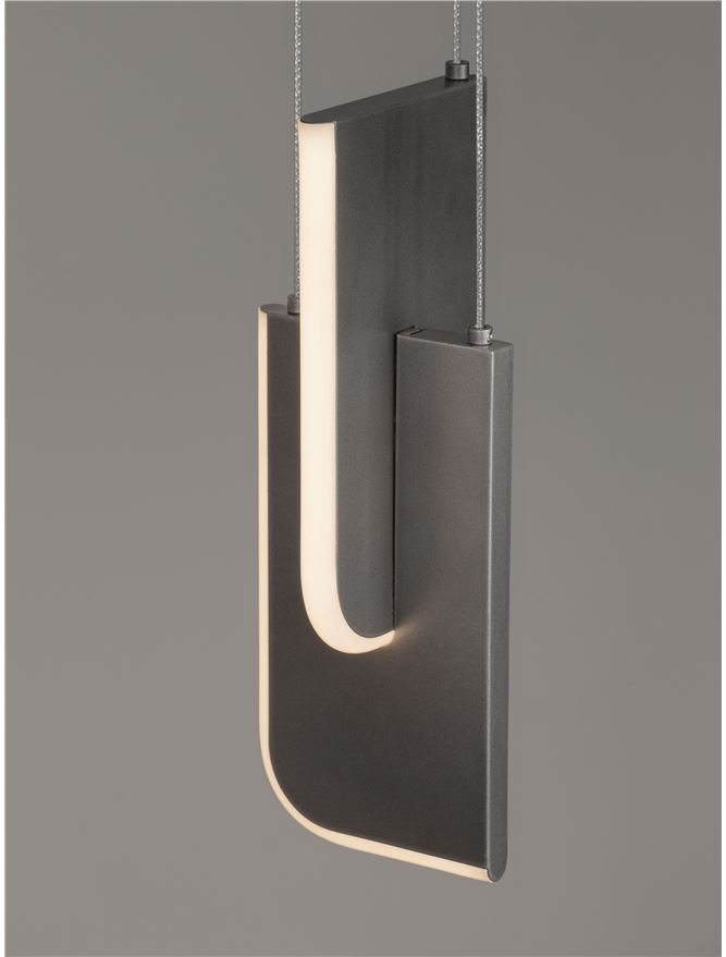 TOT Small Silver Grey Metal & Acrylic LED Lit Edge Pendant - ID 14474