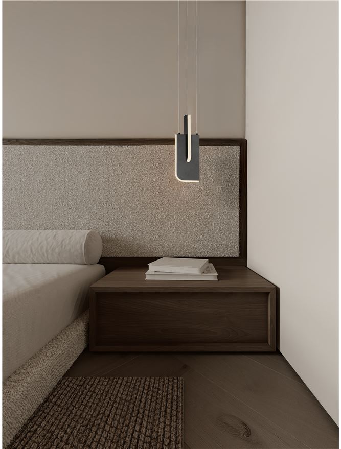 TOT Small Silver Grey Metal & Acrylic LED Lit Edge Pendant - ID 14474