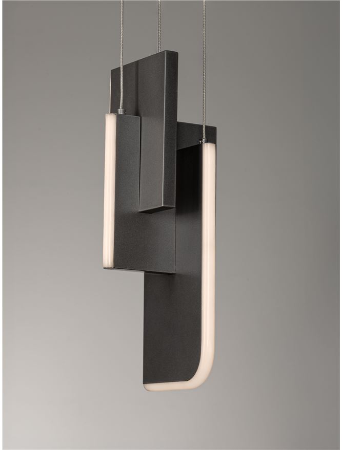 TOT Medium Silver Grey Metal & Acrylic LED Lit Edge Pendant - ID 14475