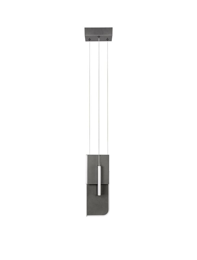 TOT Medium Silver Grey Metal & Acrylic LED Lit Edge Pendant - ID 14475