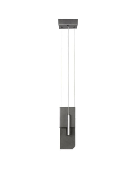 TOT Medium Silver Grey Metal & Acrylic LED Lit Edge Pendant - ID 14475