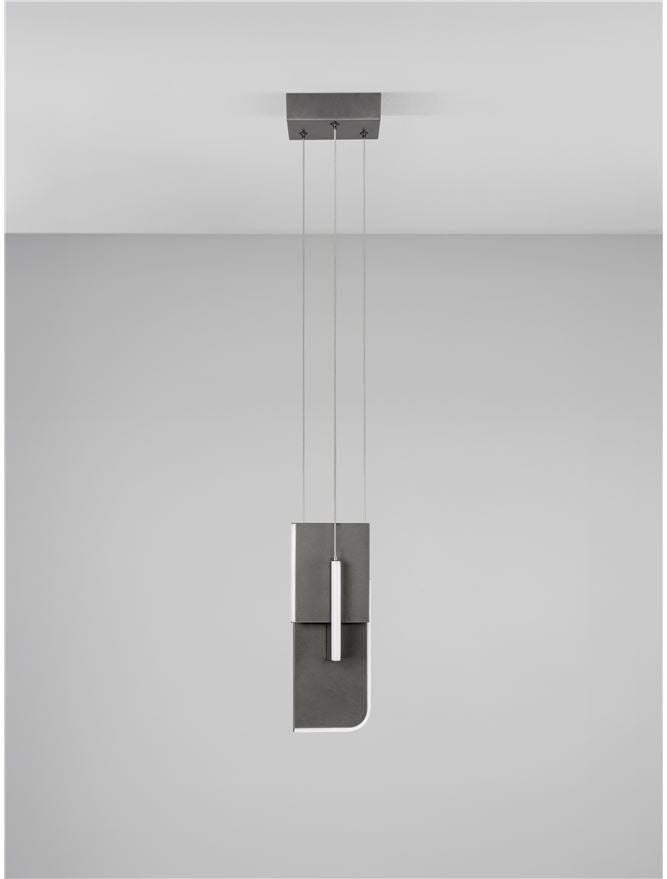 TOT Medium Silver Grey Metal & Acrylic LED Lit Edge Pendant - ID 14475
