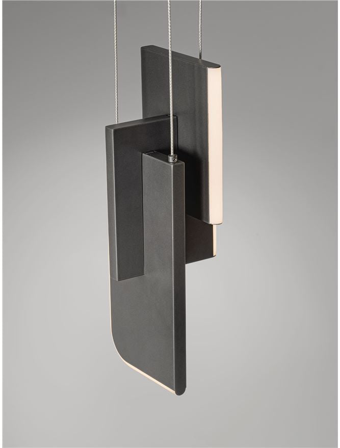 TOT Medium Silver Grey Metal & Acrylic LED Lit Edge Pendant - ID 14475