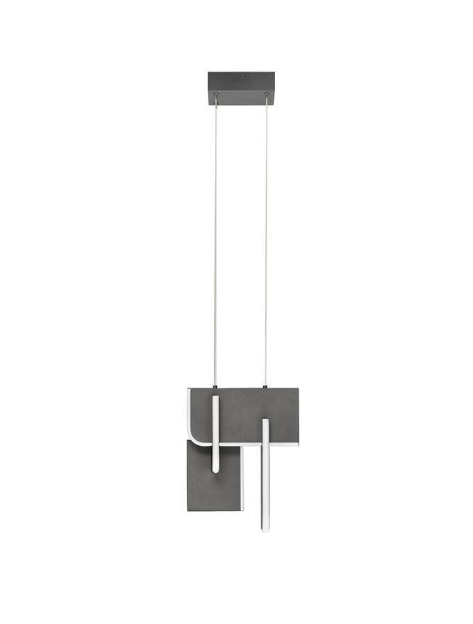 TOT Large Silver Grey Metal & Acrylic LED Lit Edge Pendant - ID 14476