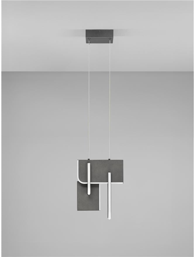 TOT Large Silver Grey Metal & Acrylic LED Lit Edge Pendant - ID 14476