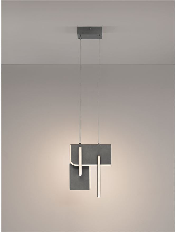TOT Large Silver Grey Metal & Acrylic LED Lit Edge Pendant - ID 14476