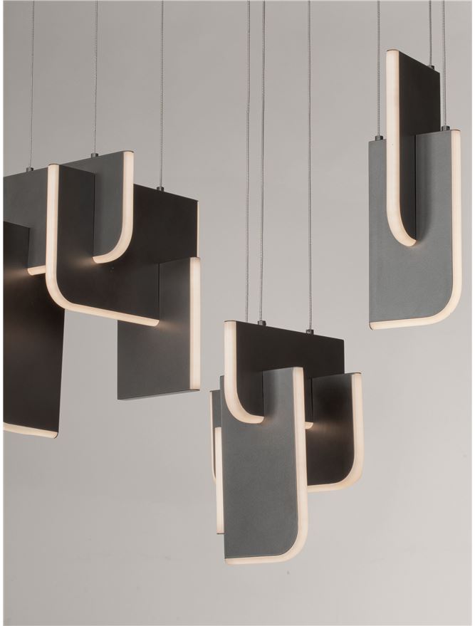 TOT Large Silver Grey Metal & Acrylic LED Lit Edge Linear Pendant - ID 14478
