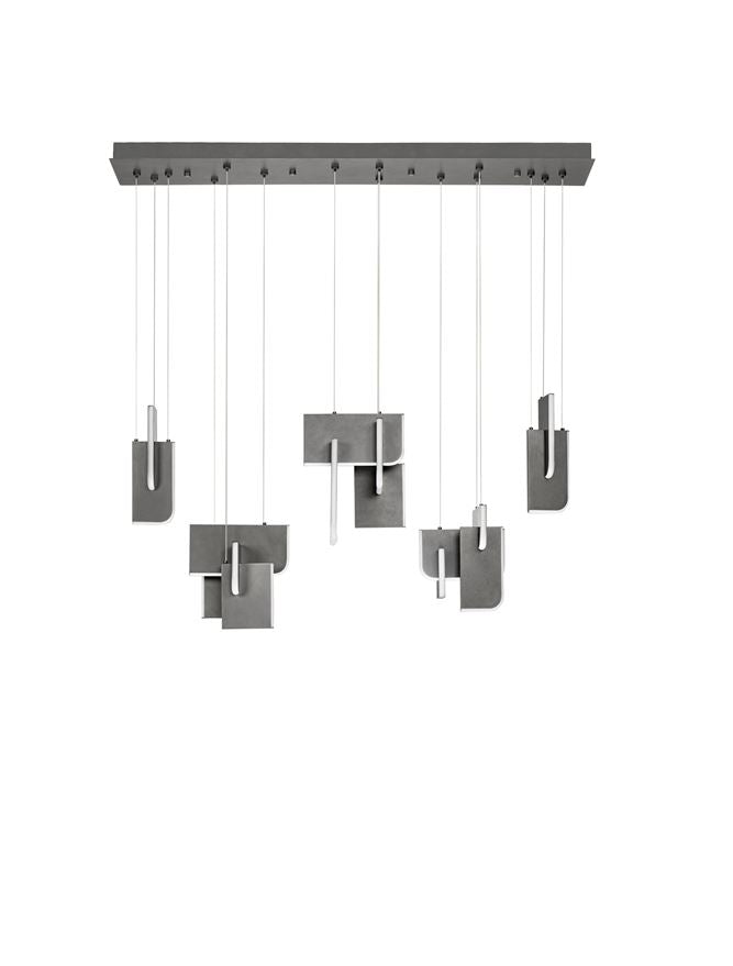TOT Large Silver Grey Metal & Acrylic LED Lit Edge Linear Pendant - ID 14478