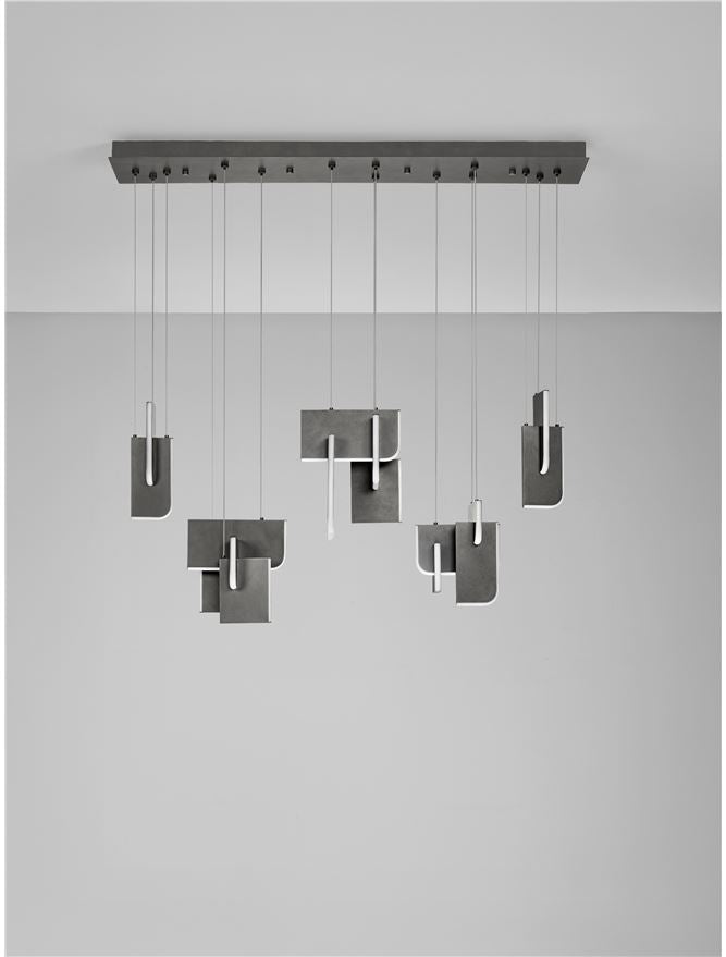 TOT Large Silver Grey Metal & Acrylic LED Lit Edge Linear Pendant - ID 14478