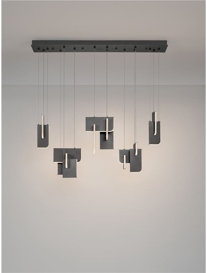 TOT Large Silver Grey Metal & Acrylic LED Lit Edge Linear Pendant - ID 14478
