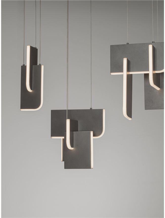 TOT Large Silver Grey Metal & Acrylic LED Lit Edge Linear Pendant - ID 14478