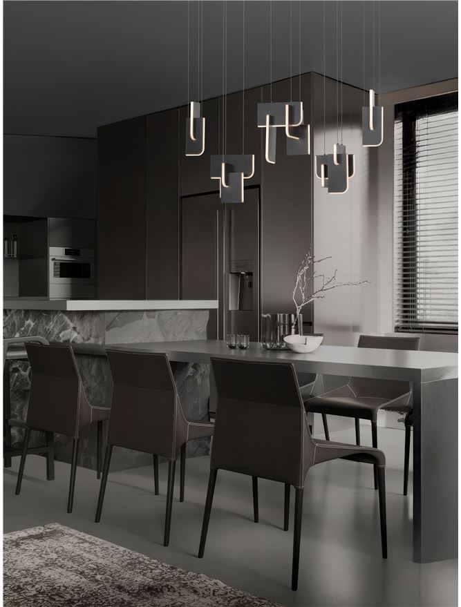 TOT Large Silver Grey Metal & Acrylic LED Lit Edge Linear Pendant - ID 14478