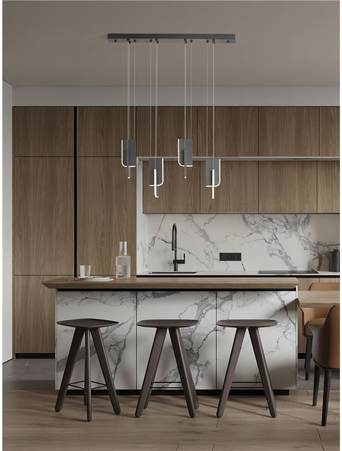 TOT Medium Silver Grey Metal & Acrylic LED Lit Edge Linear Pendant - ID 14479