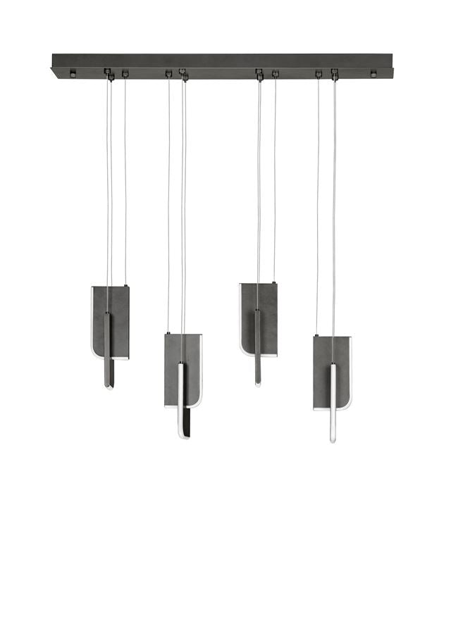 TOT Medium Silver Grey Metal & Acrylic LED Lit Edge Linear Pendant - ID 14479