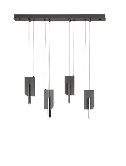 TOT Medium Silver Grey Metal & Acrylic LED Lit Edge Linear Pendant - ID 14479