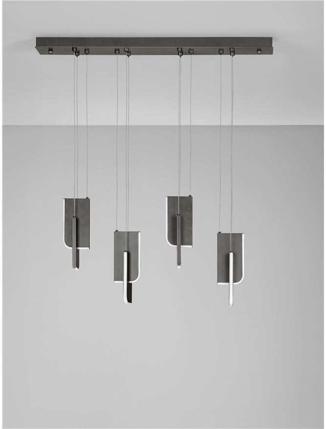 TOT Medium Silver Grey Metal & Acrylic LED Lit Edge Linear Pendant - ID 14479