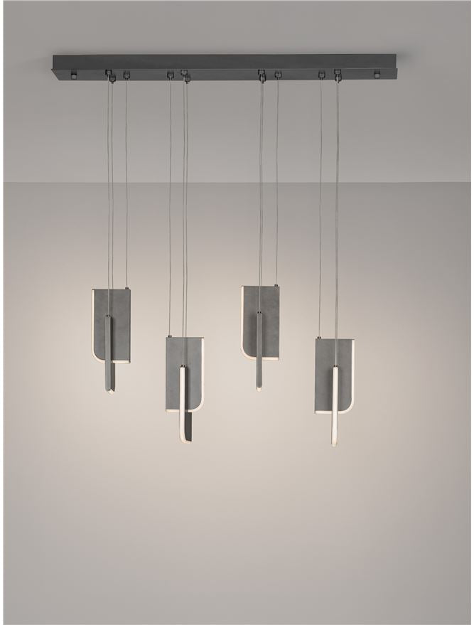 TOT Medium Silver Grey Metal & Acrylic LED Lit Edge Linear Pendant - ID 14479