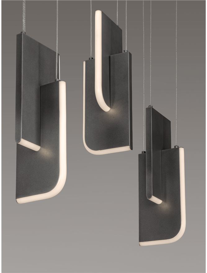 TOT Medium Silver Grey Metal & Acrylic LED Lit Edge Linear Pendant - ID 14479