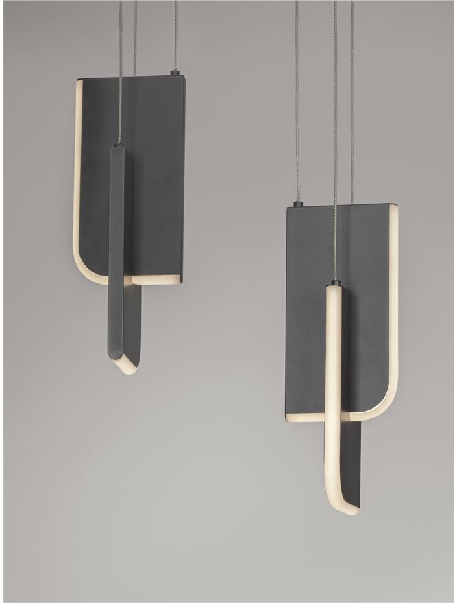 TOT Medium Silver Grey Metal & Acrylic LED Lit Edge Linear Pendant - ID 14479