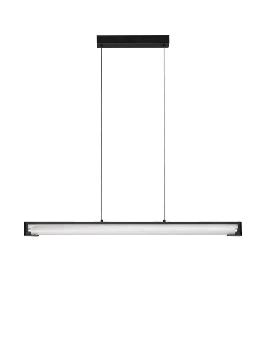 EME Black Metal and Single Ribbed Glass Modern Linear Pendant - ID 14935