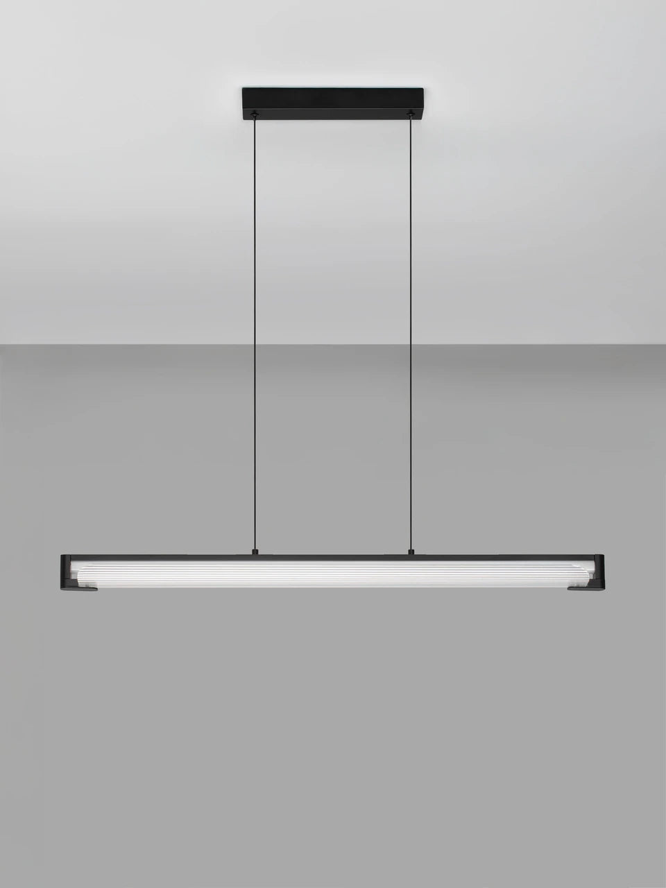 EME Black Metal and Single Ribbed Glass Modern Linear Pendant - ID 14935