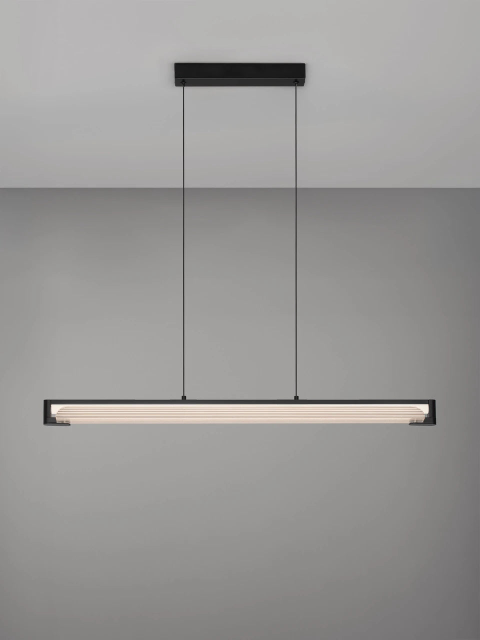 EME Black Metal and Single Ribbed Glass Modern Linear Pendant - ID 14935
