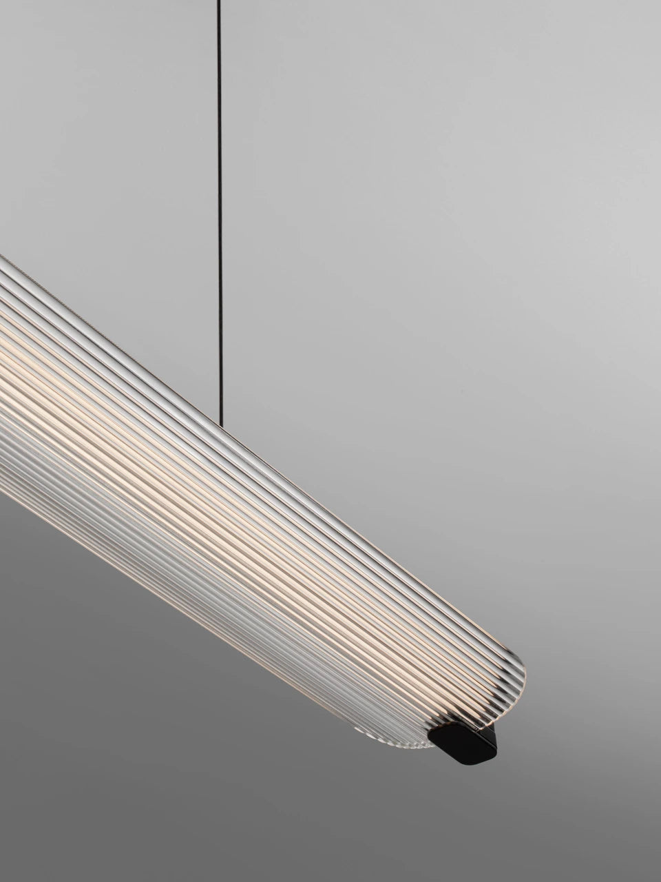 EME Black Metal and Single Ribbed Glass Modern Linear Pendant - ID 14935
