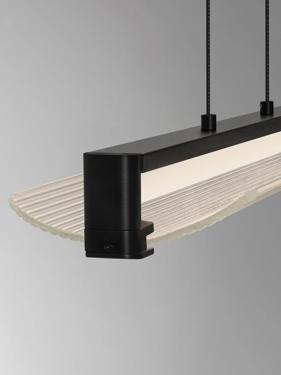 EME Black Metal and Single Ribbed Glass Modern Linear Pendant - ID 14935