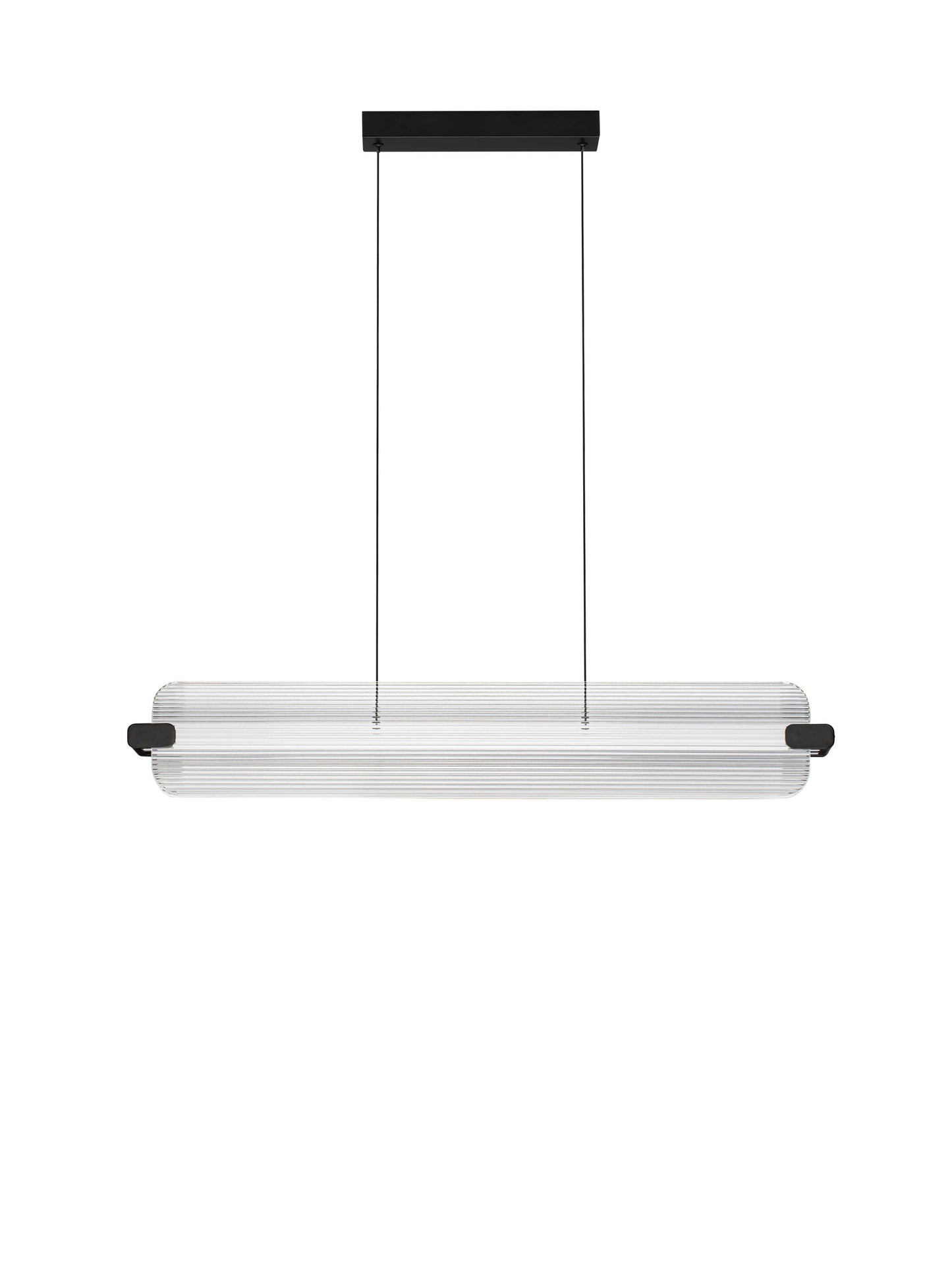EME Black Metal and Twin Ribbed Glass Modern Linear Pendant - ID 14936
