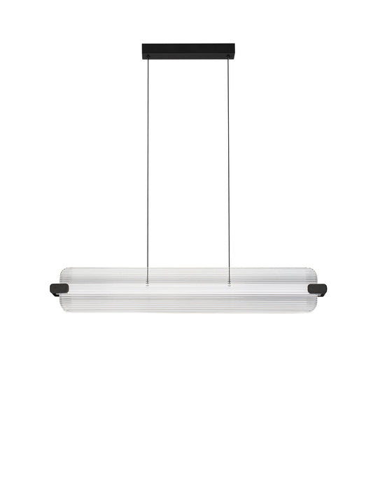EME Black Metal and Twin Ribbed Glass Modern Linear Pendant - ID 14936