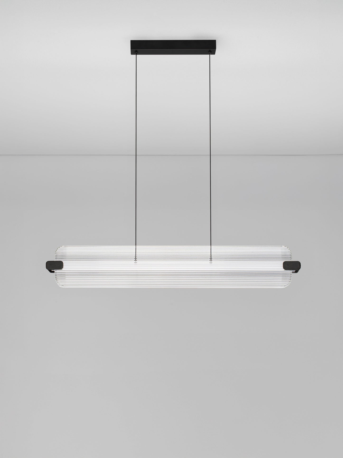 EME Black Metal and Twin Ribbed Glass Modern Linear Pendant - ID 14936